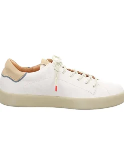 Leder-Sneakers in Weiß/ Beige