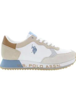 Leder-Sneakers in Weiß/ Beige