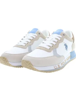 Leder-Sneakers in Weiß/ Beige