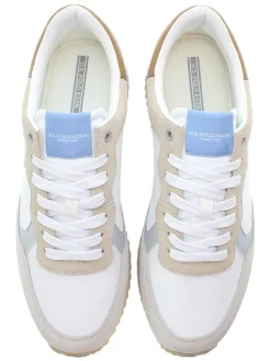 Leder-Sneakers in Weiß/ Beige