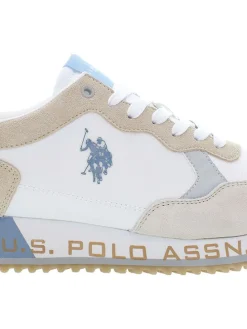 Leder-Sneakers in Weiß/ Beige