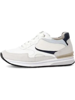 Leder-Sneakers in Weiß/ Beige