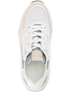 Leder-Sneakers in Weiß/ Beige/ Hellblau