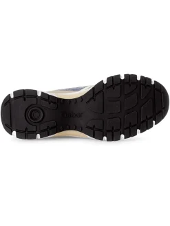 Leder-Sneakers in Weiß/ Beige/ Hellblau