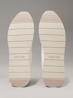 Leder-Sneakers in Weiß/ Beige