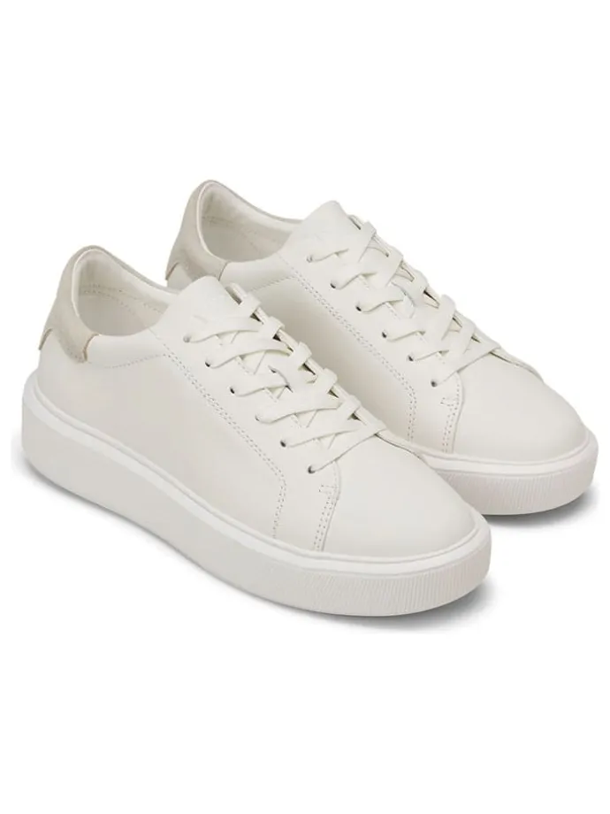 Leder-Sneakers in Weiß/ Beige