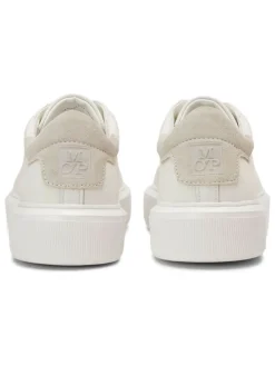 Leder-Sneakers in Weiß/ Beige