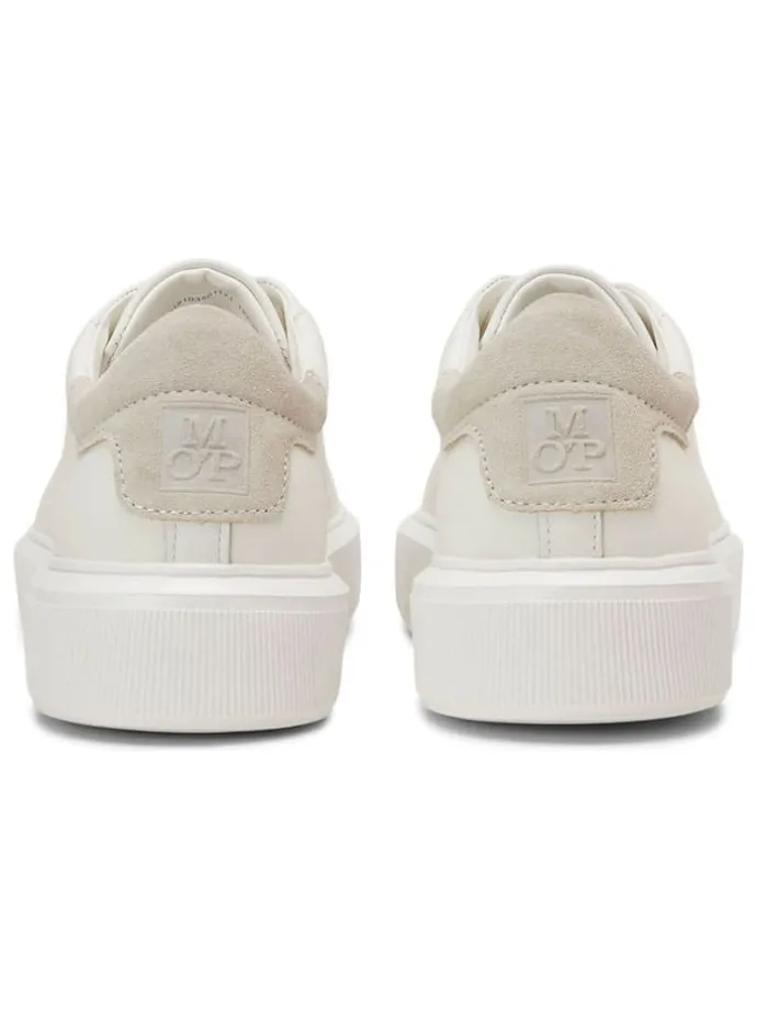 Leder-Sneakers in Weiß/ Beige