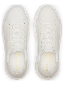 Leder-Sneakers in Weiß/ Beige