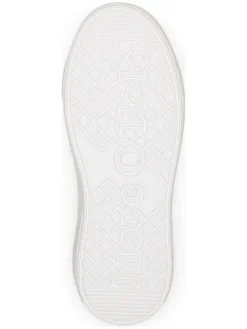 Leder-Sneakers in Weiß/ Beige