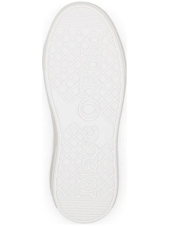 Leder-Sneakers in Weiß/ Beige