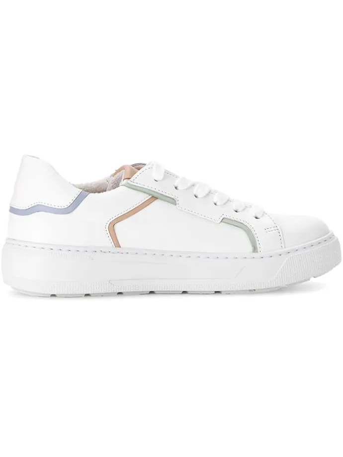 Leder-Sneakers in Weiß/ Bunt