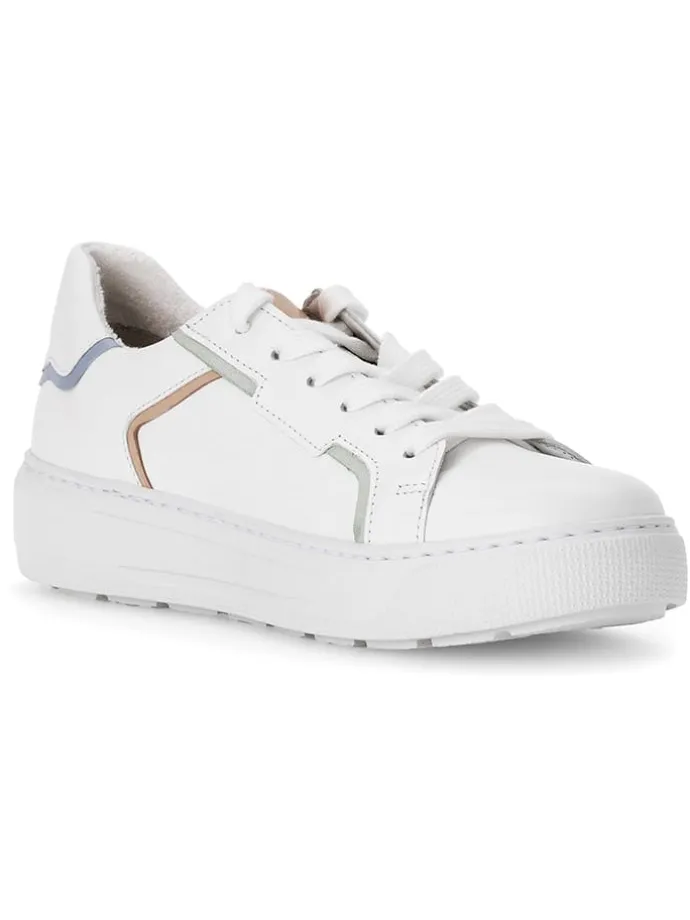 Leder-Sneakers in Weiß/ Bunt