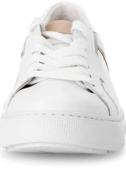 Leder-Sneakers in Weiß/ Bunt