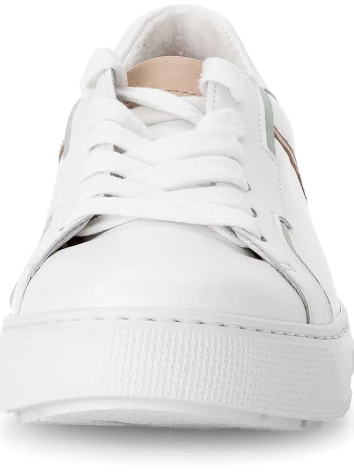 Leder-Sneakers in Weiß/ Bunt