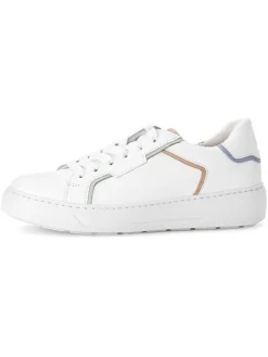 Leder-Sneakers in Weiß/ Bunt