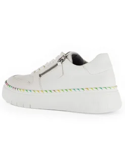 Leder-Sneakers in Weiß/ Bunt