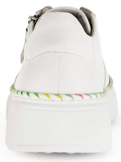 Leder-Sneakers in Weiß/ Bunt