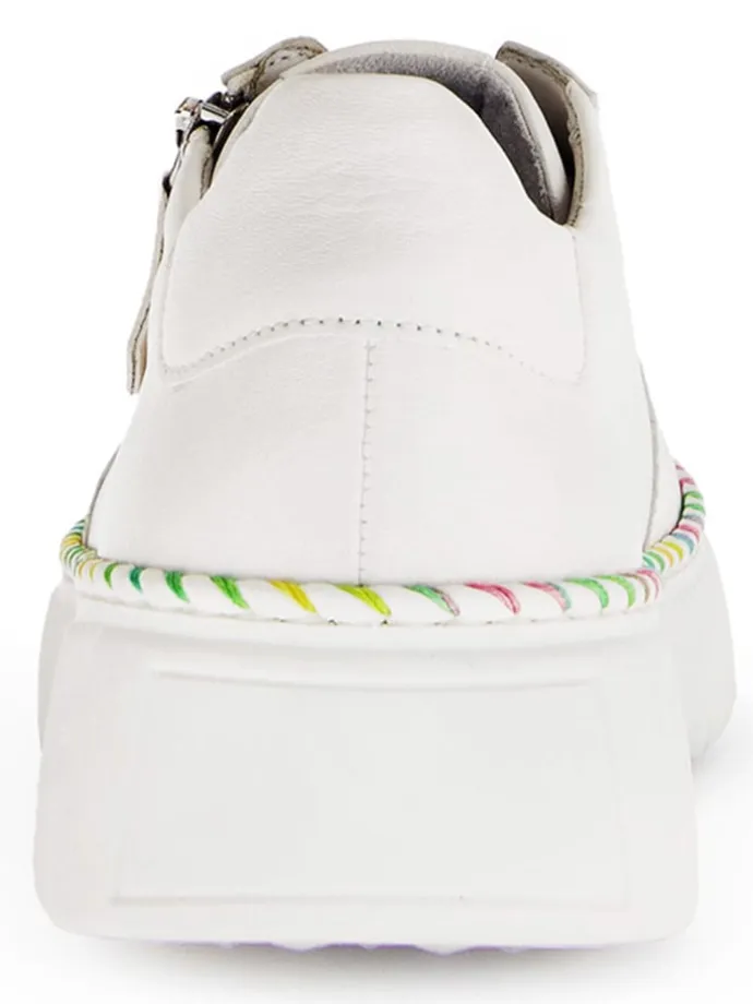 Leder-Sneakers in Weiß/ Bunt