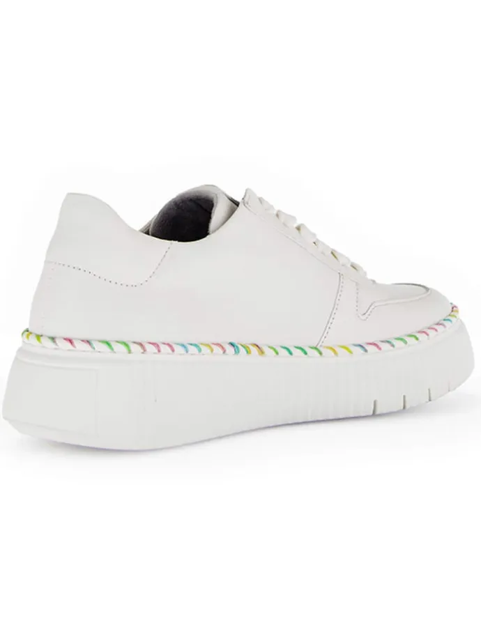 Leder-Sneakers in Weiß/ Bunt