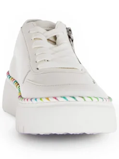 Leder-Sneakers in Weiß/ Bunt