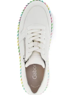 Leder-Sneakers in Weiß/ Bunt