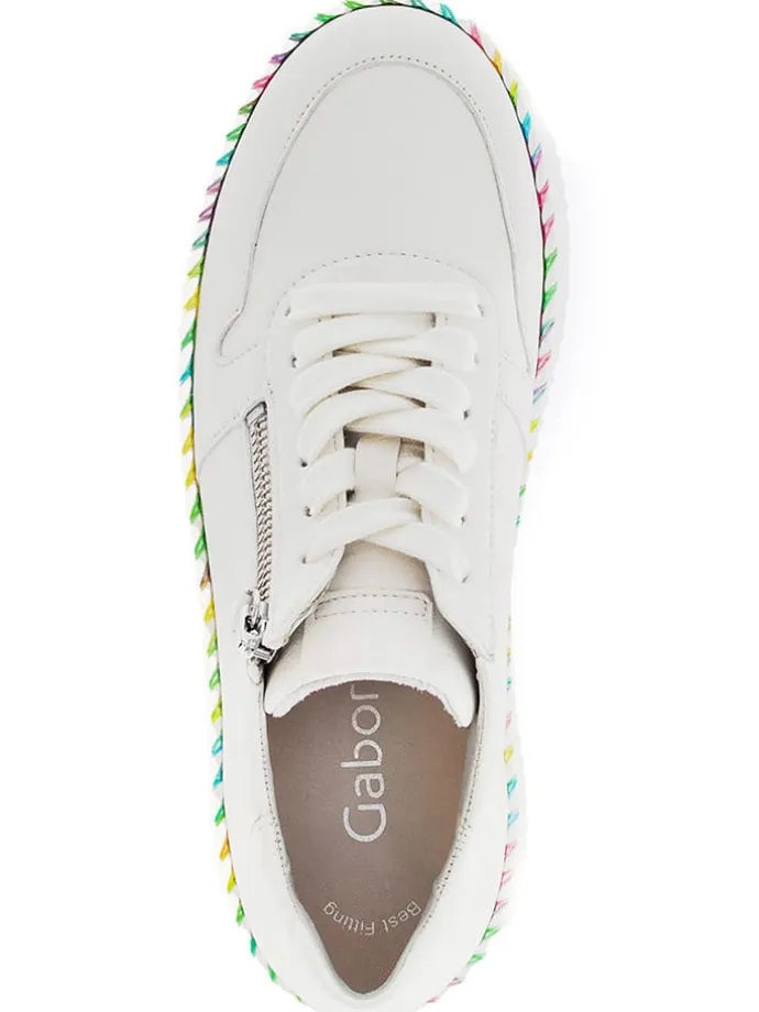 Leder-Sneakers in Weiß/ Bunt