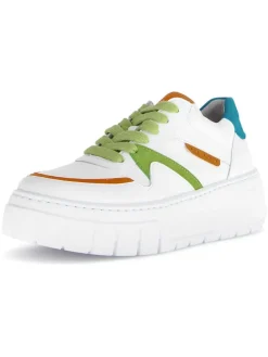 Leder-Sneakers in Weiß/ Bunt