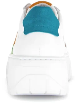 Leder-Sneakers in Weiß/ Bunt