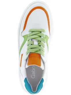 Leder-Sneakers in Weiß/ Bunt