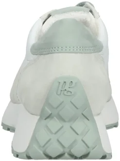 Leder-Sneakers in Weiß/ Creme/ Grün