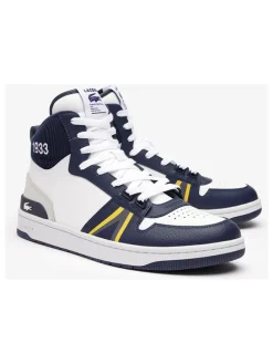 Leder-Sneakers in Weiß/ Dunkelblau