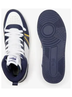 Leder-Sneakers in Weiß/ Dunkelblau