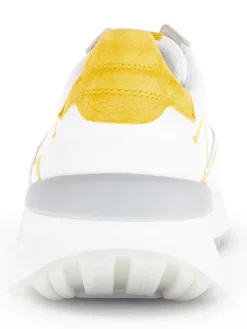 Leder-Sneakers in Weiß/ Gelb