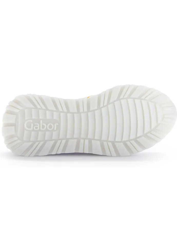 Leder-Sneakers in Weiß/ Gelb