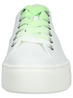 Leder-Sneakers in Weiß/ Grün