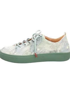 Leder-Sneakers in Weiß/ Grün/ Bunt