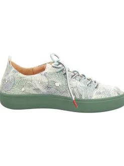 Leder-Sneakers in Weiß/ Grün/ Bunt