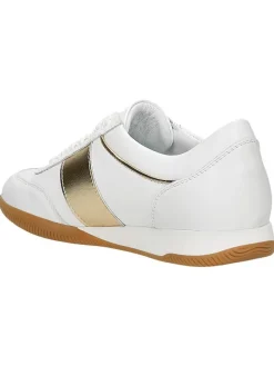 Leder-Sneakers in Weiß/ Hellbraun