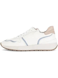 Leder-Sneakers in Weiß/ Hellblau/ Beige