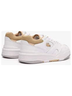 Leder-Sneakers in Weiß/ Orange