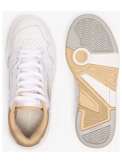 Leder-Sneakers in Weiß/ Orange