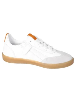 Leder-Sneakers in Weiß/ Pink