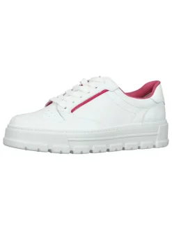 Leder-Sneakers in Weiß/ Pink