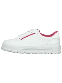 Leder-Sneakers in Weiß/ Pink