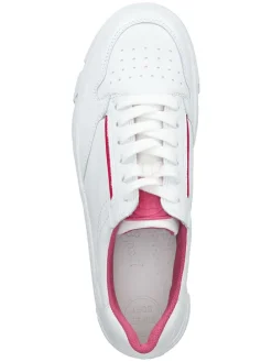 Leder-Sneakers in Weiß/ Pink