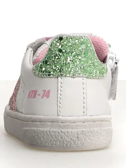 Leder-Sneakers in Weiß/ Rosa