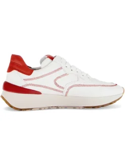 Leder-Sneakers in Weiß/ Rot