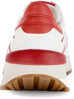 Leder-Sneakers in Weiß/ Rot