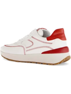 Leder-Sneakers in Weiß/ Rot